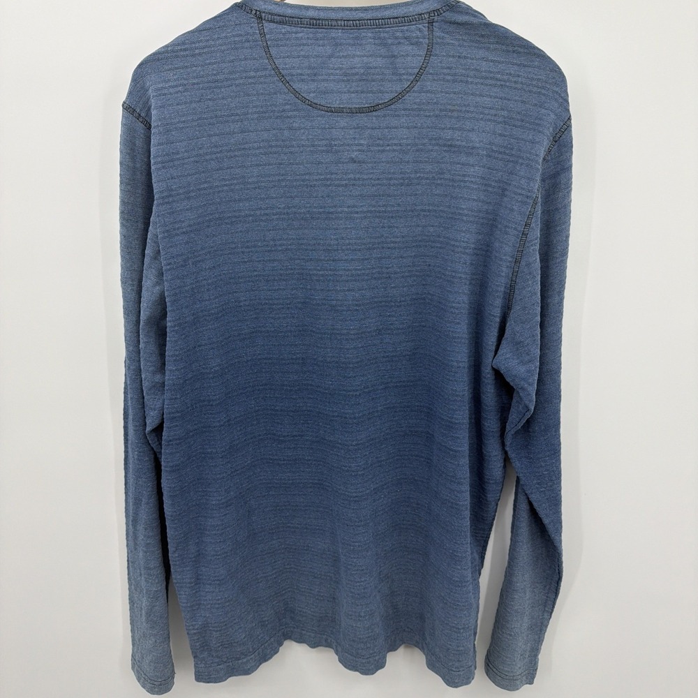 Carbon 2 Cobalt Watermark Henley Long Sleeve Shirt L Tall Blue Camp Textured - Picture 7 of 7